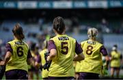 5 September 2021; Wicklow players run out before the TG4 All-Ireland Ladies Junior Football Championship Final match between Antrim and Wicklow at Croke Park in Dublin. Photo by Stephen McCarthy/Sportsfile