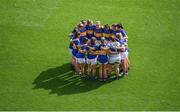 5 September 2021; Wicklow players huddle before the TG4 All-Ireland Ladies Junior Football Championship Final match between Antrim and Wicklow at Croke Park in Dublin. Photo by Stephen McCarthy/Sportsfile