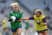 5 September 2021; Fiona Claffey of Westmeath in action against Sarah Harding-Kenny of Wexford during the TG4 All-Ireland Ladies Intermediate Football Championship Final match between Westmeath and Wexford at Croke Park in Dublin. Photo by Stephen McCarthy/Sportsfile