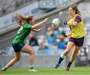 5 September 2021; Aisling Murphy of Wexford in action against Anna Jones of Westmeath during the TG4 All-Ireland Ladies Intermediate Football Championship Final match between Westmeath and Wexford at Croke Park in Dublin. Photo by Stephen McCarthy/Sportsfile