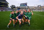 5 September 2021; Westmeath goalkeeper Lauren McCormack and team-mates celebrate following the TG4 All-Ireland Ladies Intermediate Football Championship Final match between Westmeath and Wexford at Croke Park in Dublin. Photo by Stephen McCarthy/Sportsfile