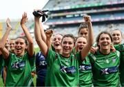 5 September 2021; Lucy Power and her Westmeath team-mates celebrate following the TG4 All-Ireland Ladies Intermediate Football Championship Final match between Westmeath and Wexford at Croke Park in Dublin. Photo by Stephen McCarthy/Sportsfile