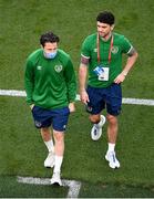 7 September 2021; Harry Arter, left, and Robbie Brady of Republic of Ireland before the FIFA World Cup 2022 qualifying group A match between Republic of Ireland and Serbia at the Aviva Stadium in Dublin. Photo by Ben McShane/Sportsfile