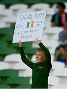 7 September 2021; Republic of Ireland supporter Aidan O'Neill, aged 10, from Donaghmede before the FIFA World Cup 2022 qualifying group A match between Republic of Ireland and Serbia at the Aviva Stadium in Dublin. Photo by Harry Murphy/Sportsfile