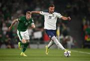 7 September 2021; Sergej Milinkovic-Savic of Serbia in action against James McClean of Republic of Ireland during the FIFA World Cup 2022 qualifying group A match between Republic of Ireland and Serbia at the Aviva Stadium in Dublin. Photo by Stephen McCarthy/Sportsfile
