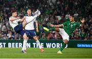7 September 2021; Adam Idah of Republic of Ireland in action against Miloš Veljkovic of Serbia during the FIFA World Cup 2022 qualifying group A match between Republic of Ireland and Serbia at the Aviva Stadium in Dublin. Photo by Stephen McCarthy/Sportsfile