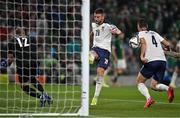 7 September 2021; Nikola Milenkovic of Serbia scores an own goal during the FIFA World Cup 2022 qualifying group A match between Republic of Ireland and Serbia at the Aviva Stadium in Dublin. Photo by Seb Daly/Sportsfile