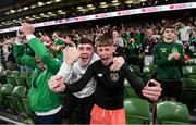 7 September 2021; Republic of Ireland supporters after the FIFA World Cup 2022 qualifying group A match between Republic of Ireland and Serbia at the Aviva Stadium in Dublin. Photo by Stephen McCarthy/Sportsfile