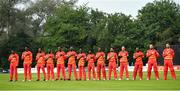 8 September 2021; Zimbabwe players during their national anthem before match one of the Dafanews International Cup ODI series between Ireland and Zimbabwe at Stormont in Belfast. Photo by Seb Daly/Sportsfile