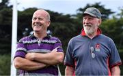 8 September 2021; Former Kerry footballer Jack O'Shea, left, and former Dublin footballer Brian Mullins at UCD during the reunion of club and intercounty GAA players trained by Mícheál Ó Muircheartaigh as part of a training group of Dublin based players in the 1970, '80's and '90's at UCD in Belfield, Dublin. Photo by Piaras Ó Mídheach/Sportsfile