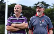 8 September 2021; Former Kerry footballer Jack O'Shea, left, and former Dublin footballer Brian Mullins at UCD during the reunion of club and intercounty GAA players trained by Mícheál Ó Muircheartaigh as part of a training group of Dublin based players in the 1970, '80's and '90's at UCD in Belfield, Dublin. Photo by Piaras Ó Mídheach/Sportsfile