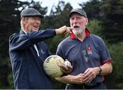 8 September 2021; Mícheál Ó Muircheartaigh with former Dublin footballer Brian Mullins at UCD during the reunion of club and intercounty GAA players trained by Mícheál Ó Muircheartaigh as part of a training group of Dublin based players in the 1970, '80's and '90's at UCD in Belfield, Dublin. Photo by Piaras Ó Mídheach/Sportsfile