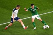 7 September 2021; Jamie McGrath of Republic of Ireland and Filip Djuricic of Serbia during the FIFA World Cup 2022 qualifying group A match between Republic of Ireland and Serbia at the Aviva Stadium in Dublin. Photo by Ben McShane/Sportsfile