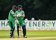 8 September 2021; Ireland batsmen Paul Stirling, left, and William Porterfield during match one of the Dafanews International Cup ODI series between Ireland and Zimbabwe at Stormont in Belfast. Photo by Seb Daly/Sportsfile