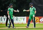 8 September 2021; Ireland batsmen William Porterfield, left, and Andrew Balbirnie during match one of the Dafanews International Cup ODI series between Ireland and Zimbabwe at Stormont in Belfast. Photo by Seb Daly/Sportsfile
