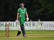 8 September 2021; Harry Tector of Ireland reacts after being caught by Zimbabwe's Blessing Muzarabani during match one of the Dafanews International Cup ODI series between Ireland and Zimbabwe at Stormont in Belfast. Photo by Seb Daly/Sportsfile