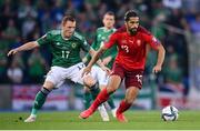 8 September 2021; Ricardo Rodríguez of Switzerland in action against Shayne Lavery of Northern Ireland during the FIFA World Cup 2022 qualifying group C match between Northern Ireland and Switzerland at National Football Stadium at Windsor Park in Belfast. Photo by Stephen McCarthy/Sportsfile