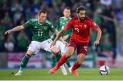 8 September 2021; Ricardo Rodríguez of Switzerland in action against Shayne Lavery of Northern Ireland during the FIFA World Cup 2022 qualifying group C match between Northern Ireland and Switzerland at National Football Stadium at Windsor Park in Belfast. Photo by Stephen McCarthy/Sportsfile
