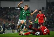 8 September 2021; Alistair McCann of Northern Ireland is tackled by Denis Zakaria of Switzerland during the FIFA World Cup 2022 qualifying group C match between Northern Ireland and Switzerland at National Football Stadium at Windsor Park in Belfast. Photo by Stephen McCarthy/Sportsfile