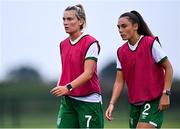 8 September 2021; Jessica Ziu, right, and Saoirse Noonan during a Republic of Ireland home-based training session at FAI Headquarters in Abbotstown, Dublin. Photo by Piaras Ó Mídheach/Sportsfile