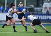 4 September 2021; Aine Donnelly of Leinster in action against Aishling O'Connell, left, and Kelly McCormill of Ulster during the IRFU Women's Interprovincial Championship Round 2 match between Leinster and Ulster at Energia Park in Dublin. Photo by Piaras Ó Mídheach/Sportsfile