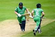 10 September 2021; Paul Stirling, left, and William Porterfield of Ireland during match two of the Dafanews International Cup ODI series between Ireland and Zimbabwe at Stormont in Belfast. Photo by Ramsey Cardy/Sportsfile