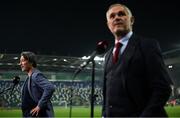 8 September 2021; Switzerland manager Murat Yakin, left, and Pierluigi Tami, Switzerland director of national teams, following the FIFA World Cup 2022 qualifying group C match between Northern Ireland and Switzerland at National Football Stadium at Windsor Park in Belfast. Photo by Stephen McCarthy/Sportsfile