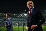8 September 2021; Switzerland manager Murat Yakin, left, and Pierluigi Tami, Switzerland director of national teams, following the FIFA World Cup 2022 qualifying group C match between Northern Ireland and Switzerland at National Football Stadium at Windsor Park in Belfast. Photo by Stephen McCarthy/Sportsfile