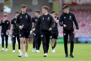 10 September 2021; Cork City players, from left, Darragh Crowley, Cian Bargary and Ronan Hurley before the SSE Airtricity League First Division match between Cork City and Shelbourne at Turner Cross in Cork. Photo by Michael P Ryan/Sportsfile