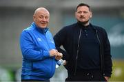10 September 2021; Waterford assistant manager Dave Bell and manager Marc Bircham, right, before the SSE Airtricity League Premier Division match between Shamrock Rovers and Waterford at Tallaght Stadium in Dublin. Photo by Stephen McCarthy/Sportsfile