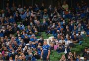 10 September 2021; Jonathan Sexton of Leinster lines up a conversion as supporters look on during the Bank of Ireland Pre-Season Friendly match between Leinster and Harlequins at Aviva Stadium in Dublin. Photo by Harry Murphy/Sportsfile