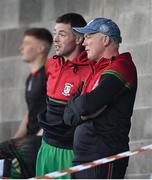 10 September 2021; Dean Rock of Ballymun Kickhams in conversation with his dad Barney Rock ahead of the Go Ahead Dublin Senior Club Football Championship Group 1 match between Ballymun Kickhams and Thomas Davis at Parnell Park in Dublin. Photo by Daire Brennan/Sportsfile