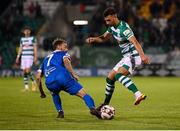 10 September 2021; Danny Mandroiu of Shamrock Rovers in action against Shane Griffin of Waterford during the SSE Airtricity League Premier Division match between Shamrock Rovers and Waterford at Tallaght Stadium in Dublin. Photo by Stephen McCarthy/Sportsfile