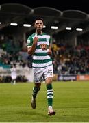 10 September 2021; Danny Mandroiu of Shamrock Rovers celebrates after scoring his side's second goal during the SSE Airtricity League Premier Division match between Shamrock Rovers and Waterford at Tallaght Stadium in Dublin. Photo by Stephen McCarthy/Sportsfile