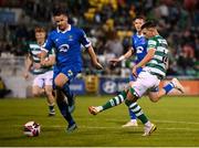 10 September 2021; Danny Mandroiu of Shamrock Rovers shoots to score his side's second goal during the SSE Airtricity League Premier Division match between Shamrock Rovers and Waterford at Tallaght Stadium in Dublin. Photo by Stephen McCarthy/Sportsfile