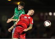 10 September 2021; Darragh Crowley of Cork City in action against Luke Byrne of Shelbourne during the SSE Airtricity League First Division match between Cork City and Shelbourne at Turner Cross in Cork. Photo by Michael P Ryan/Sportsfile