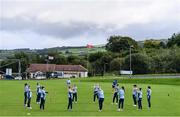 11 September 2021; CSNI players warm-up before the Clear Currency Women's All-Ireland T20 Cup Semi-Final match between Bready and CSNI at Bready Cricket Club in Tyrone. Photo by Ben McShane/Sportsfile