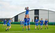 11 September 2021; Leinster players warm-up before their Development Interprovincial match against Ulster XV at the IRFU High Performance Centre, on the Sport Ireland Campus in Dublin. Photo by Seb Daly/Sportsfile