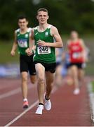 11 September 2021; Neil Culhane of Leinster on his way to winning the Boy's 800 metre during the Irish Life Health Tailteann Schools' Inter-provincial Games at Morton Stadium in Santry, Dublin. Photo by Harry Murphy/Sportsfile