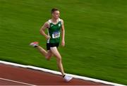11 September 2021; Neil Culhane of Leinster on his way to winning the Boy's 800 metre during the Irish Life Health Tailteann Schools' Inter-provincial Games at Morton Stadium in Santry, Dublin. Photo by Harry Murphy/Sportsfile