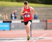 11 September 2021; James Miney of Moyne Community School on his way to winning the Boy's 1500 metre Steeplechase during the Irish Life Health Tailteann Games at Morton Stadium in Santry, Dublin. Photo by Harry Murphy/Sportsfile
