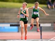 11 September 2021; Cara McNally of Leinster on her way to winning the Girl's 1500 metre Steeplechase during the Irish Life Health Tailteann Schools' Inter-provincial Games at Morton Stadium in Santry, Dublin. Photo by Harry Murphy/Sportsfile