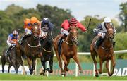 11 September 2021; Panama Red, centre, with Colin Keane up, on their way to winning The Ballylinch Stud Irish EBF Ingabelle Stakes from second place Limiti Di Greccio, left, with Billy Lee up, and third place Corviglia, right, with Shane Foley up, during day one of the Longines Irish Champions Weekend at Leopardstown Racecourse in Dublin. Photo by Matt Browne/Sportsfile