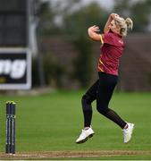 11 September 2021; Jemma Rankin of Bready bowls during the Clear Currency Women's All-Ireland T20 Cup Semi-Final match between Bready and CSNI at Bready Cricket Club in Tyrone. Photo by Ben McShane/Sportsfile