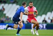 10 September 2021; Joe Marchant of Harlequins in action against Luke McGrath of Leinster during the Bank of Ireland Pre-Season Friendly match between Leinster and Harlequins at Aviva Stadium in Dublin. Photo by Brendan Moran/Sportsfile