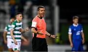 10 September 2021; Referee Rob Harvey during the SSE Airtricity League Premier Division match between Shamrock Rovers and Waterford at Tallaght Stadium in Dublin. Photo by Stephen McCarthy/Sportsfile