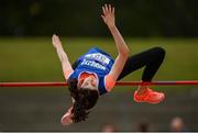 11 September 2021; Maeve Fleming of Munster competing in the Girl's High Jump during the Irish Life Health Tailteann Schools' Inter-provincial Games at Morton Stadium in Santry, Dublin. Photo by Harry Murphy/Sportsfile