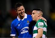 10 September 2021; Gary O'Neill of Shamrock Rovers and Greg Halford of Waterford during the SSE Airtricity League Premier Division match between Shamrock Rovers and Waterford at Tallaght Stadium in Dublin. Photo by Stephen McCarthy/Sportsfile