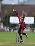11 September 2021; Charley Scott of Bready bowls during the Clear Currency Women's All-Ireland T20 Cup Semi-Final match between Bready and CSNI at Bready Cricket Club in Tyrone. Photo by Ben McShane/Sportsfile