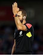 10 September 2021; Referee Gavin Colfer during the SSE Airtricity League First Division match between Cork City and Shelbourne at Turner Cross in Cork. Photo by Michael P Ryan/Sportsfile